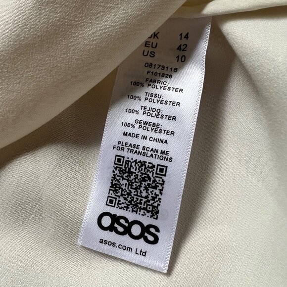 Asos Size 10 Ivory Satin Pleated Ruched Detail Short Puff Sleeve Blouse Top NWT - Picture 11 of 15